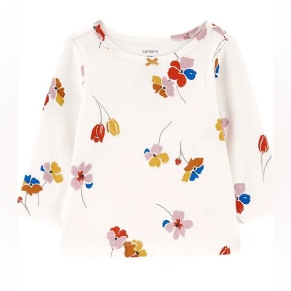 Baby Girl Carter's 3-Piece Floral Tee, Corduroy Jumper, & Tights Set - Picture 3 of 5